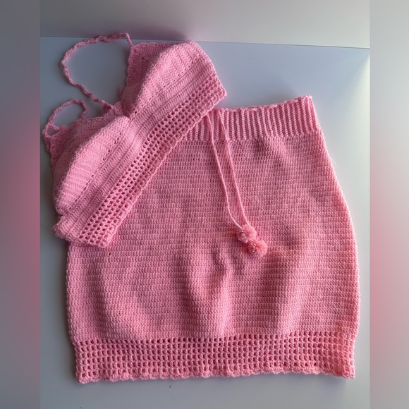 Handmade 💕Knit crochet set , Bralette and skirt - Picture 4 of 12